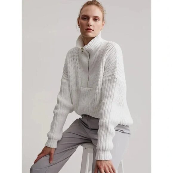 New Varley Natalia Half-Zip Pullover White Sweater NWT Medium - Picture 5 of 16
